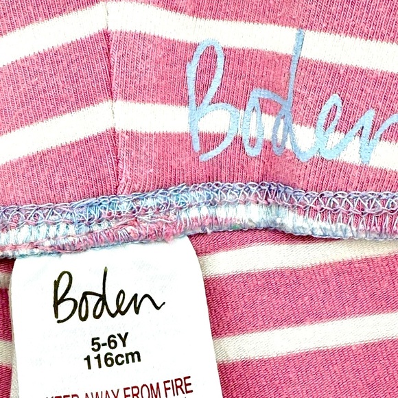 Mini Boden Pink and White Striped “Fun” Leggings Sz 5-6Y - Picture 4 of 5